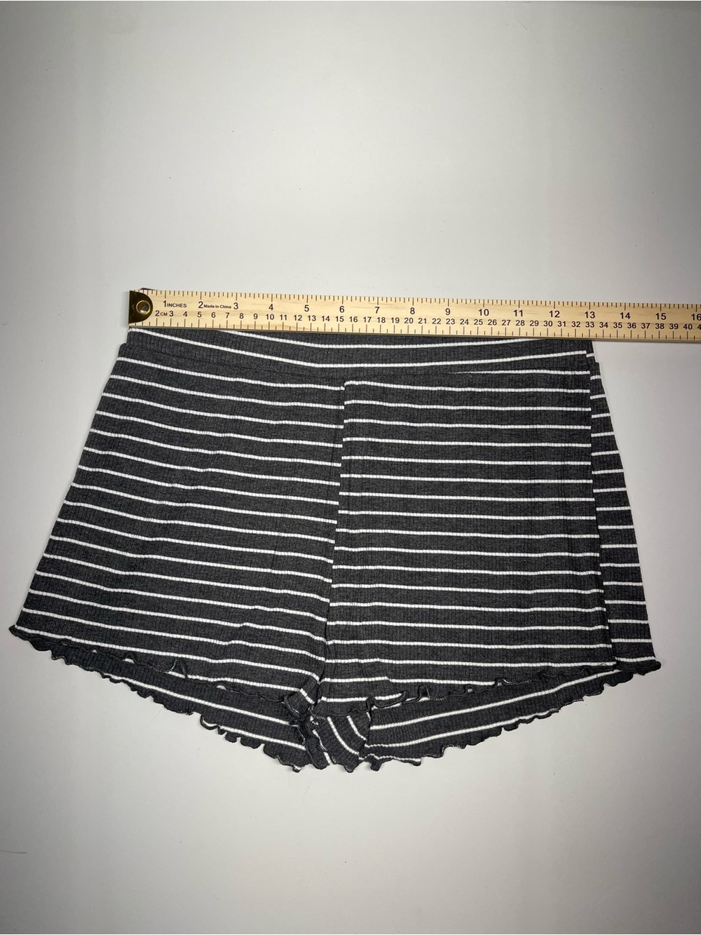 Maronie Gray White Striped Ribbed Lounge Pajama Set 2pc Tank Shorts Size Small - Picture 12 of 16